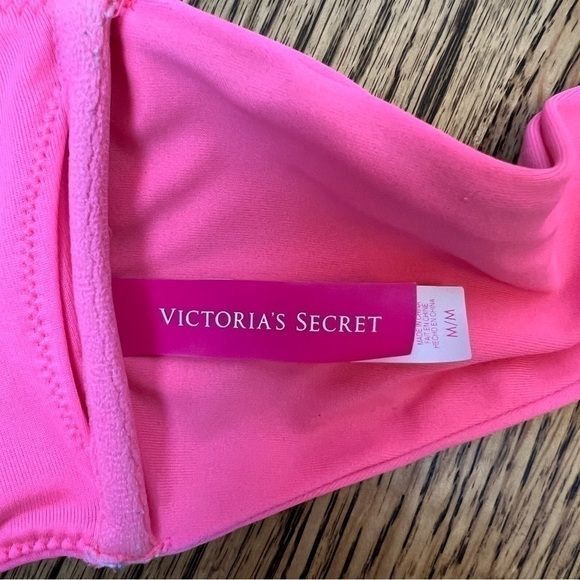 Victorias Secret Bandeau Bikini Swim Top Pink Sequins Beads Strapless Sz Medium - Picture 5 of 8